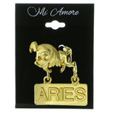 Zodiac Aries Brooch Pin Gold Color  #LQP105