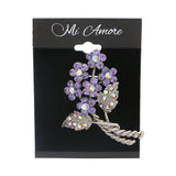 Flowers Brooch-Pin With Crystal Accents Silver-Tone & Multi Colored #LQP1061
