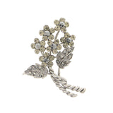 Flowers Brooch-Pin With Crystal Accents Silver-Tone & Gray Colored #LQP1064