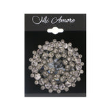 Flowers Brooch-Pin With Crystal Accents Silver-Tone & Gray Colored #LQP1067