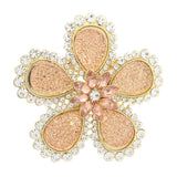 Flower Brooch-Pin With Crystal Accents Gold-Tone & Multi Colored #LQP1073