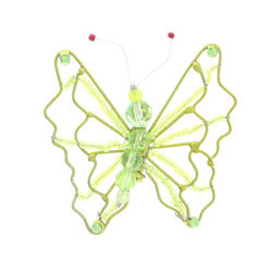 Butterfly Brooch-Pin With Bead Accents  Green Color #LQP1074