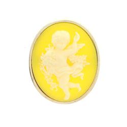 Angel Brooch-Pin Silver-Tone & Yellow Colored #LQP1075