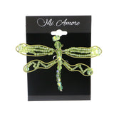 DragonFly Brooch-Pin With Bead Accents  Green Color #LQP1077
