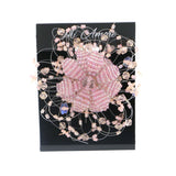 Flower Brooch-Pin With Bead Accents Silver-Tone & Pink Colored #LQP1080