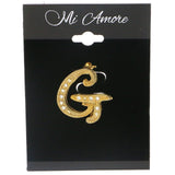 G Brooch-Pin With Crystal Accents  Gold-Tone Color #LQP1082