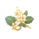 Leaves Brooch-Pin With Crystal Accents Gold-Tone & Multi Colored #LQP1083