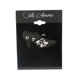 Shoe Brooch-Pin With Crystal Accents  Black Color #LQP1085