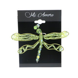 DragonFly Brooch-Pin With Bead Accents  Green Color #LQP1086