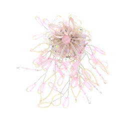 Flower Brooch-Pin With Bead Accents Silver-Tone & Pink Colored #LQP1087