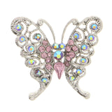 Butterfly Brooch-Pin With Crystal Accents Silver-Tone & Multi Colored #LQP1089