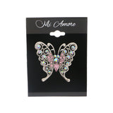 Butterfly Brooch-Pin With Crystal Accents Silver-Tone & Multi Colored #LQP1089