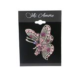 Butterfly Brooch-Pin With Crystal Accents Silver-Tone & Multi Colored #LQP1092