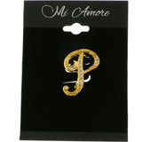 P Brooch-Pin With Crystal Accents  Gold-Tone Color #LQP1093