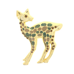 Fawn Brooch-Pin With Crystal Accents Gold-Tone & Multi Colored #LQP1094