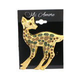 Fawn Brooch-Pin With Crystal Accents Gold-Tone & Multi Colored #LQP1094