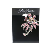 Flower Brooch-Pin With Crystal Accents Silver-Tone & Multi Colored #LQP1098