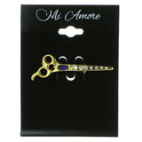 Scissors Brooch Pin With Crystal Accents Gold & Blue Colored #LQP109