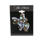 Butterfly Brooch-Pin With Crystal Accents Brass-Tone & Multi Colored #LQP1102