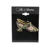 Shoe Brooch-Pin Gold-Tone & Multi Colored #LQP1105