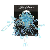 Flower Brooch-Pin With Bead Accents Silver-Tone & Blue Colored #LQP1108