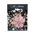 Flower Brooch-Pin With Bead Accents  Pink Color #LQP1112