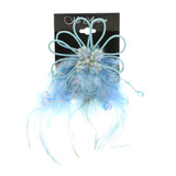 Feathers Brooch-Pin With Bead Accents Silver-Tone & Blue Colored #LQP1113