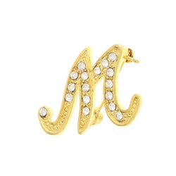 M Brooch-Pin With Crystal Accents  Gold-Tone Color #LQP1115