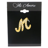 M Brooch-Pin With Crystal Accents  Gold-Tone Color #LQP1115