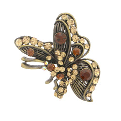 Butterfly Brooch-Pin With Crystal Accents Brass-Tone & Multi Colored #LQP1118