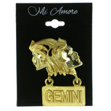 Zodiac Gemini Brooch Pin Gold Color  #LQP111