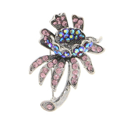 Flower Brooch-Pin With Crystal Accents Gray & Multi Colored #LQP1120