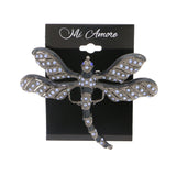 DragonFly Brooch-Pin With Crystal Accents Gray & Blue Colored #LQP1121