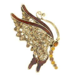 Butterfly Brooch-Pin With Crystal Accents Gold-Tone & Multi Colored #LQP1124