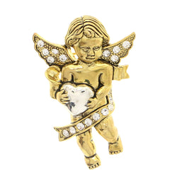 Cherub Brooch-Pin With Crystal Accents  Gold-Tone Color #LQP1125