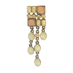 Brass-Tone & Multi Colored Metal Brooch-Pin With Crystal Accents #LQP1127