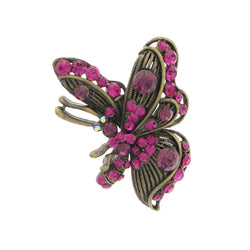 Butterfly Brooch-Pin With Crystal Accents Brass-Tone & Purple Colored #LQP1134