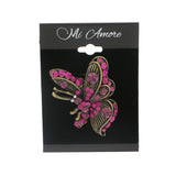 Butterfly Brooch-Pin With Crystal Accents Brass-Tone & Purple Colored #LQP1134