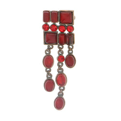 Bronze-Tone & Red Colored Metal Brooch-Pin With Crystal Accents #LQP1137