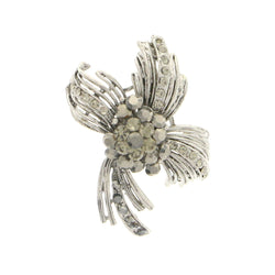 Silver-Tone Metal Brooch-Pin With Crystal Accents #LQP1140