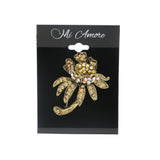 Flower Brooch-Pin With Crystal Accents Gold-Tone & Multi Colored #LQP1143