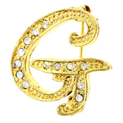 G Brooch-Pin With Crystal Accents  Gold-Tone Color #LQP1144