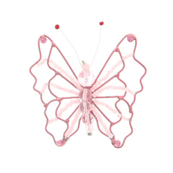 Butterfly Brooch-Pin With Bead Accents  Pink Color #LQP1150