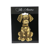 Dog Brooch-Pin With Crystal Accents  Gold-Tone Color #LQP1152