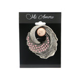 Silver-Tone & Pink Colored Metal Brooch-Pin With Crystal Accents #LQP1155