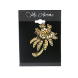 Flower Brooch-Pin With Crystal Accents Gold-Tone & Multi Colored #LQP1157