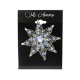 Flower Brooch-Pin With Crystal Accents Silver-Tone & Blue Colored #LQP1158