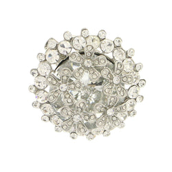 Flowers Brooch-Pin With Crystal Accents  Silver-Tone Color #LQP1159