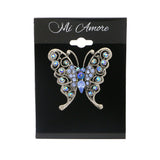 Butterfly Brooch-Pin With Crystal Accents Silver-Tone & Blue Colored #LQP1164