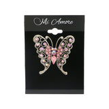 Butterfly Brooch-Pin With Crystal Accents Silver-Tone & Multi Colored #LQP1165